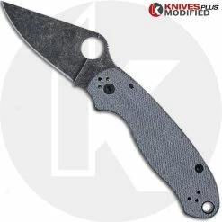 Spyderco Knives MODIFIED Spyderco Para 3 Knife With Acid Stonewash Blade + KP Worn Denim Micarta Scales + All Black Hardware