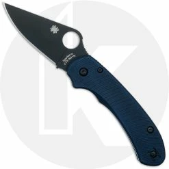 Spyderco Knives MODIFIED Spyderco Para 3 LW Knife Black DLC + Exclusive AWT Midnight Blue Scales