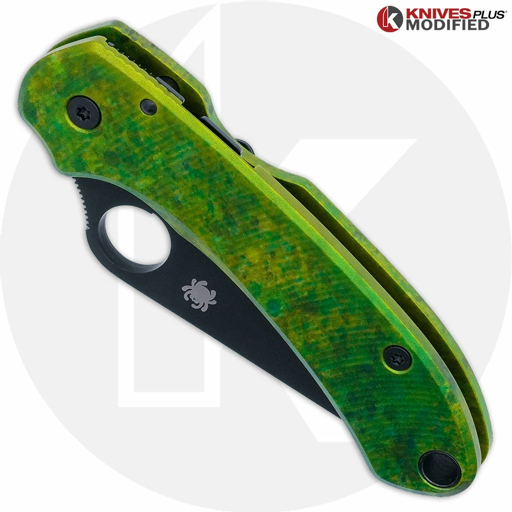 Spyderco Knives MODIFIED Spyderco Para 3 Black DLC Knife + AWT Agent SKINNY Custom Anodized Scales 4 Spyderco Knives MODIFIED Spyderco Para 3 Black DLC Knife + AWT Agent SKINNY Custom Anodized Scales - Image 2