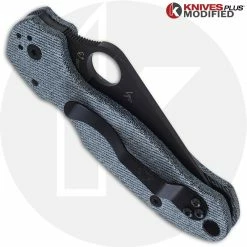 Spyderco Knives MODIFIED Spyderco Para 3 Black DLC Knife + KP Denim Micarta Scales 7 Spyderco Knives MODIFIED Spyderco Para 3 Black DLC Knife + KP Denim Micarta Scales -Cheap Case Knives Store KP PARA3 DENIMBLACK CLOSED BACK