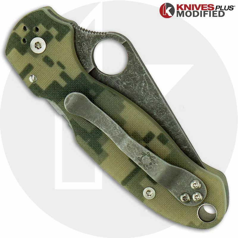 Spyderco Knives MODIFIED Spyderco Para 3 Knife ACID WASH Blade Camo G10 6 Spyderco Knives MODIFIED Spyderco Para 3 Knife ACID WASH Blade Camo G10 - Image 4