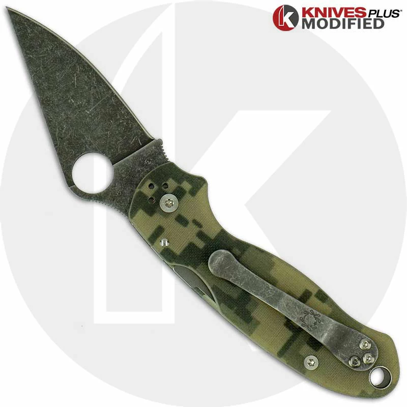 Spyderco Knives MODIFIED Spyderco Para 3 Knife ACID WASH Blade Camo G10 4 Spyderco Knives MODIFIED Spyderco Para 3 Knife ACID WASH Blade Camo G10 - Image 2