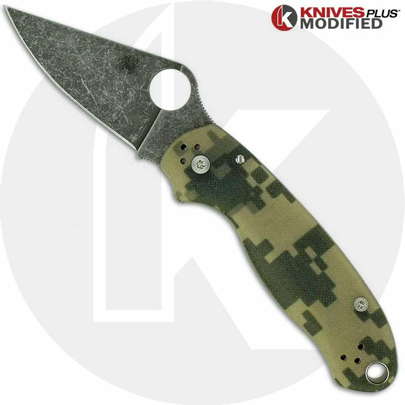 Spyderco Knives MODIFIED Spyderco Para 3 Knife ACID WASH Blade Camo G10 3 Spyderco Knives MODIFIED Spyderco Para 3 Knife ACID WASH Blade Camo G10