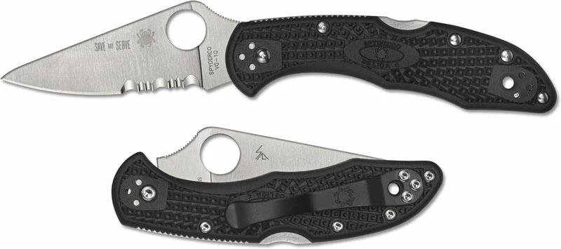 Spyderco Knives Spyderco Delica 4 Lightweight - C11FPSBKRD - Thin Red Line - Part Serrated - Black / Red FRN 6 Spyderco Knives Spyderco Delica 4 Lightweight - C11FPSBKRD - Thin Red Line - Part Serrated - Black / Red FRN - Image 4