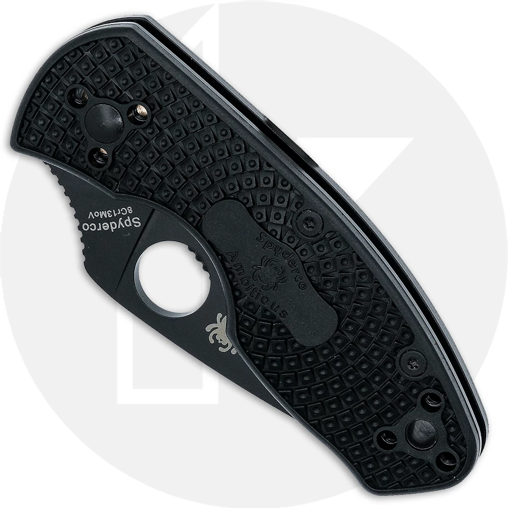 Spyderco Knives Spyderco Ambitious Lightweight Black C148PBBK - Plain Edge - Black FRN - Liner Lock Folder 4 Spyderco Knives Spyderco Ambitious Lightweight Black C148PBBK - Plain Edge - Black FRN - Liner Lock Folder - Image 2