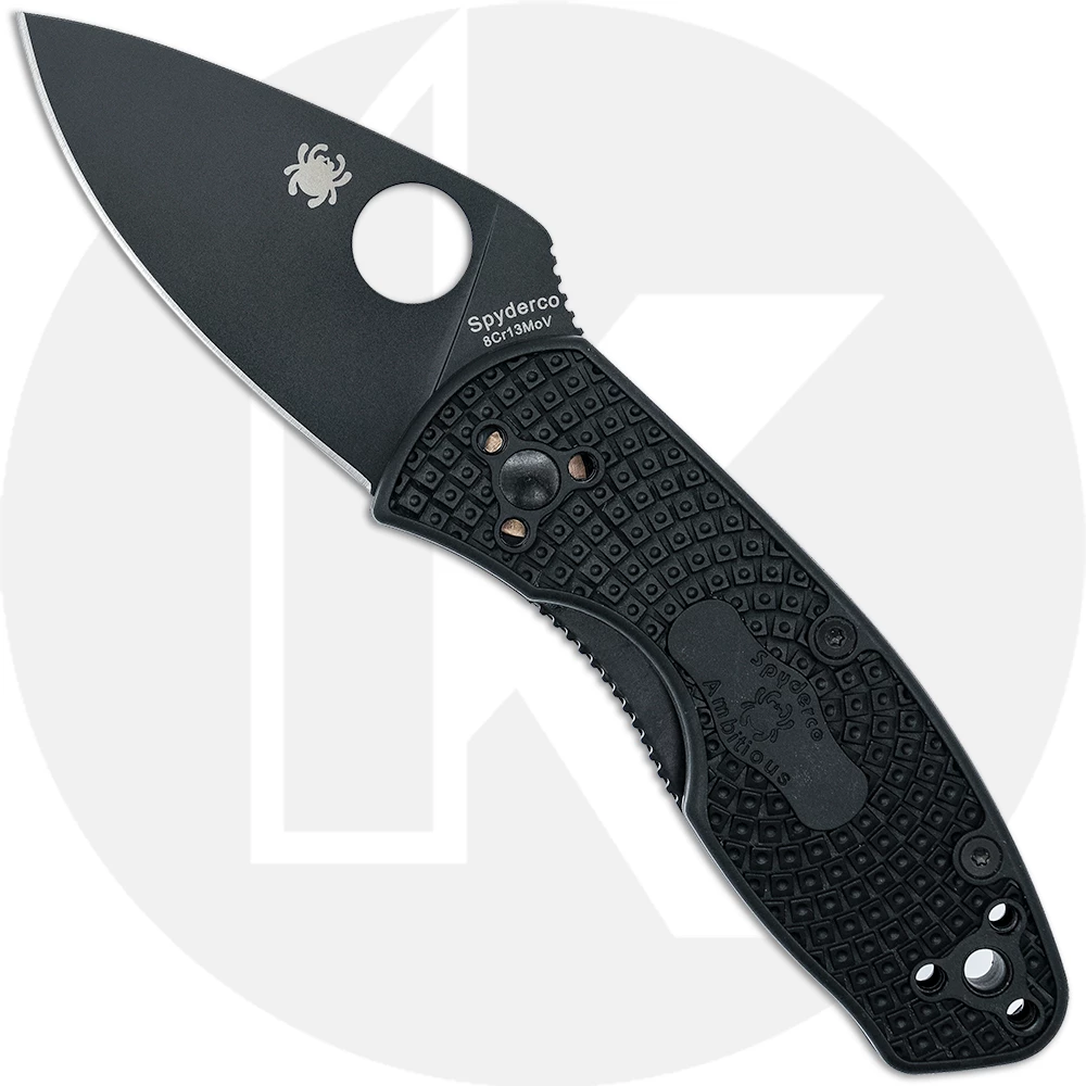 Spyderco Knives Spyderco Ambitious Lightweight Black C148PBBK - Plain Edge - Black FRN - Liner Lock Folder 3 Spyderco Knives Spyderco Ambitious Lightweight Black C148PBBK - Plain Edge - Black FRN - Liner Lock Folder