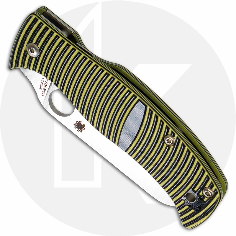 Spyderco Knives Spyderco C217GSSF Caribbean Rust Proof Serrated Sheepfoot Blade Yellow And Black G10 Compression Lock Folder 4 Spyderco Knives Spyderco C217GSSF Caribbean Rust Proof Serrated Sheepfoot Blade Yellow And Black G10 Compression Lock Folder - Image 2