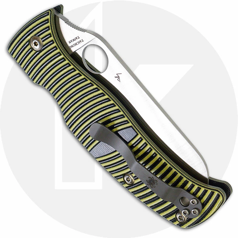 Spyderco Knives Spyderco C217GSSF Caribbean Rust Proof Serrated Sheepfoot Blade Yellow And Black G10 Compression Lock Folder 5 Spyderco Knives Spyderco C217GSSF Caribbean Rust Proof Serrated Sheepfoot Blade Yellow And Black G10 Compression Lock Folder - Image 3