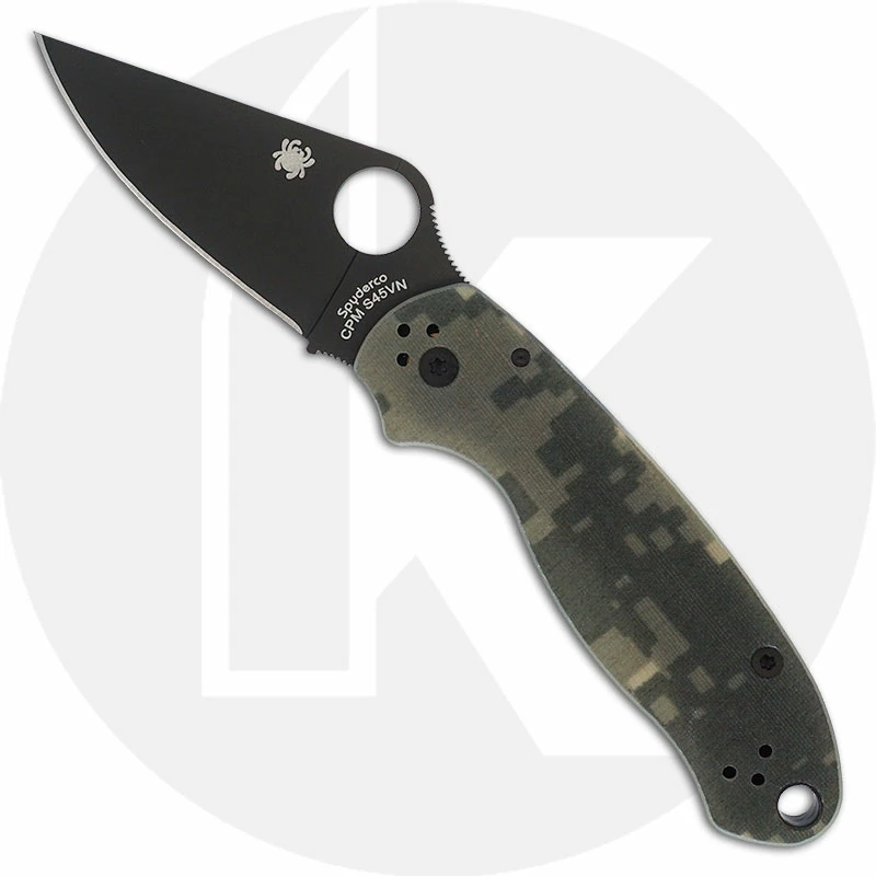 Spyderco Knives Spyderco C223GPCMOBK Para 3 - Black CPM S45VN - Camo G10 - Compression Lock - USA Made 3 Spyderco Knives Spyderco C223GPCMOBK Para 3 - Black CPM S45VN - Camo G10 - Compression Lock - USA Made