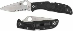 Spyderco Knives Spyderco Endela Lightweight - C243FPSBKBL - Thin Blue Line - Part Serrated - Black / Blue FRN