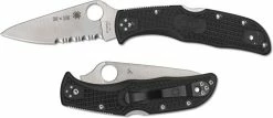 Spyderco Knives Spyderco Endela Lightweight - C243FPSBKRD - Thin Red Line - Part Serrated - Black / Red FRN
