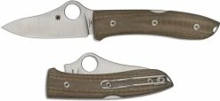 Spyderco Knives Spyderco SpyOpera Knife C255CMP - M390 Drop Point - Brown Canvas Micarta - Lock Back -Cheap Case Knives Store SP C255CMP