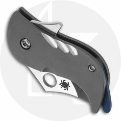 Spyderco Knives Spyderco Pochi Knife - C256TIP - Kazuyuki Sakurai Flipper Folder - S45VN Clip Point - Bead Blast Titanium - RIL Frame Lock -Cheap Case Knives Store SP C256TIP CLOSED FRONT FIX