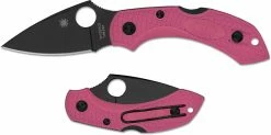 Spyderco Knives Spyderco Dragonfly 2 Lightweight Pink S30V - C28FPPNS30VBK2 - Black S30V Leaf Blade - Pink FRN - Lock Back