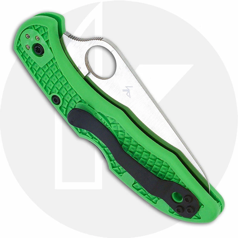 Spyderco Knives Spyderco Salt 2 Knife - C88FSGR2 - Serrated LC200N Drop Point - Green FRN - Lock Back 5 Spyderco Knives Spyderco Salt 2 Knife - C88FSGR2 - Serrated LC200N Drop Point - Green FRN - Lock Back - Image 3