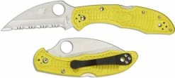 Spyderco Knives Spyderco Salt 2 Wharncliffe C88SWCYL2 Serrated Rust Proof Blade Yellow FRN Lock Back