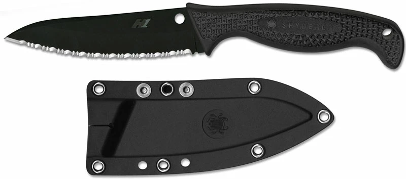 Spyderco Knives Spyderco Aqua Salt Knife, Serrated Black Blade, SP-FB23SBBK 3 Spyderco Knives Spyderco Aqua Salt Knife, Serrated Black Blade, SP-FB23SBBK