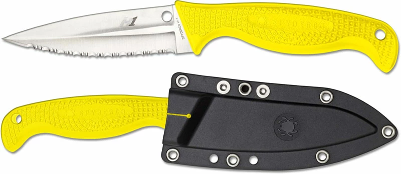 Spyderco Knives Spyderco FB40SYL Fish Hunter Knife, 4.39 Inch Serrated Rustproof H-1 Steel Fixed Blade, Yellow FRN Handle 3 Spyderco Knives Spyderco FB40SYL Fish Hunter Knife, 4.39 Inch Serrated Rustproof H-1 Steel Fixed Blade, Yellow FRN Handle