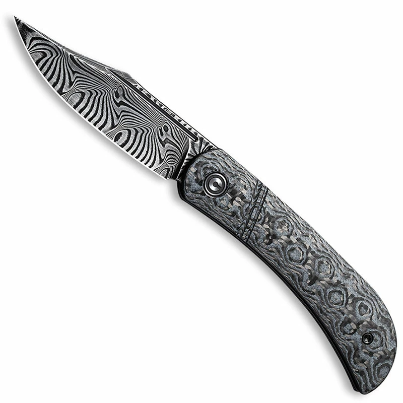 CIVIVI Knives CIVIVI Appalachian Drifter C2015DS-1 - Black Damascus Clip Point - Layered Gray G10 / Rose Pattern CF - Slip Joint Folder 3 CIVIVI Knives CIVIVI Appalachian Drifter C2015DS-1 - Black Damascus Clip Point - Layered Gray G10 / Rose Pattern CF - Slip Joint Folder