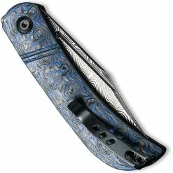 CIVIVI Knives CIVIVI Appalachian Drifter C2015DS-2 - Black Damascus Clip Point - Layered Blue G10 / Rose Pattern CF - Slip Joint Folder -Cheap Case Knives Store WE C2015DS 2 CLOSED FRONT