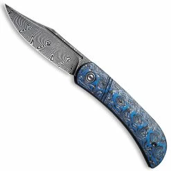 CIVIVI Knives CIVIVI Appalachian Drifter C2015DS-2 - Black Damascus Clip Point - Layered Blue G10 / Rose Pattern CF - Slip Joint Folder
