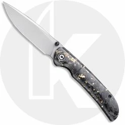 CIVIVI Knives CIVIVI Imperium C2106A - Stonewash Nitro-V - Shredded Carbon Fiber And Golden Shred Resin - Liner Lock - Front Flipper Folder