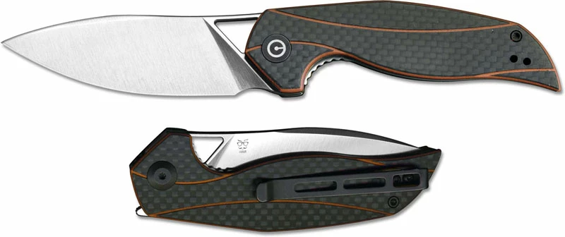 CIVIVI Knives WE Knife C903A CIVIVI Anthropos Elijah Isham Satin Drop Point Flipper Folder Orange G10 With Carbon Fiber Liner Lock 4 CIVIVI Knives WE Knife C903A CIVIVI Anthropos Elijah Isham Satin Drop Point Flipper Folder Orange G10 With Carbon Fiber Liner Lock - Image 2
