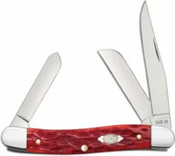Case Medium Stockman Knife 31951 Dark Red Bone CV 6318CV