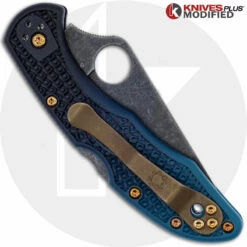 MODIFIED Spyderco K390 Delica Knife - Acid Stonewash - Heat Color Hardware - Rit Dye Fade 7 MODIFIED Spyderco K390 Delica Knife - Acid Stonewash - Heat Color Hardware - Rit Dye Fade -Cheap Case Knives Store KP C11K390 CLOSED BACK LOGO