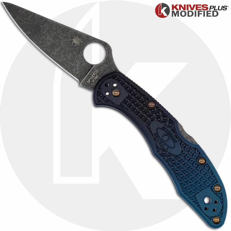 MODIFIED Spyderco K390 Delica Knife - Acid Stonewash - Heat Color Hardware - Rit Dye Fade 3 MODIFIED Spyderco K390 Delica Knife - Acid Stonewash - Heat Color Hardware - Rit Dye Fade