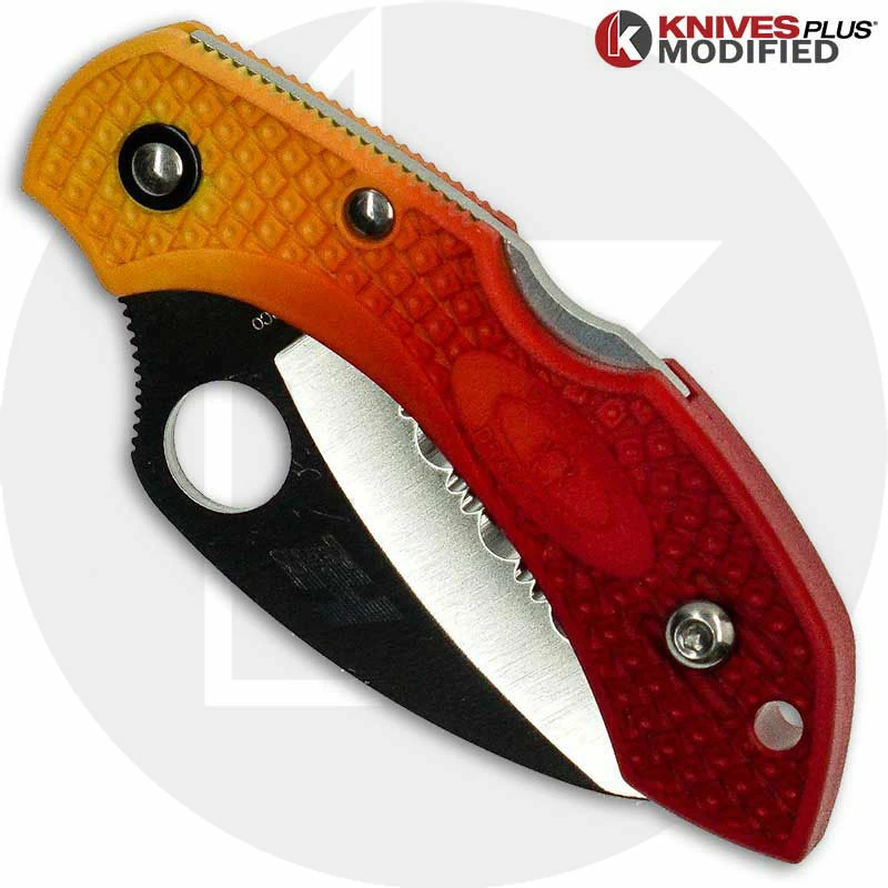 MODIFIED Spyderco Dragonfly Salt Hawkbill - RED Fade Rit Dye Handle 5 MODIFIED Spyderco Dragonfly Salt Hawkbill - RED Fade Rit Dye Handle - Image 3