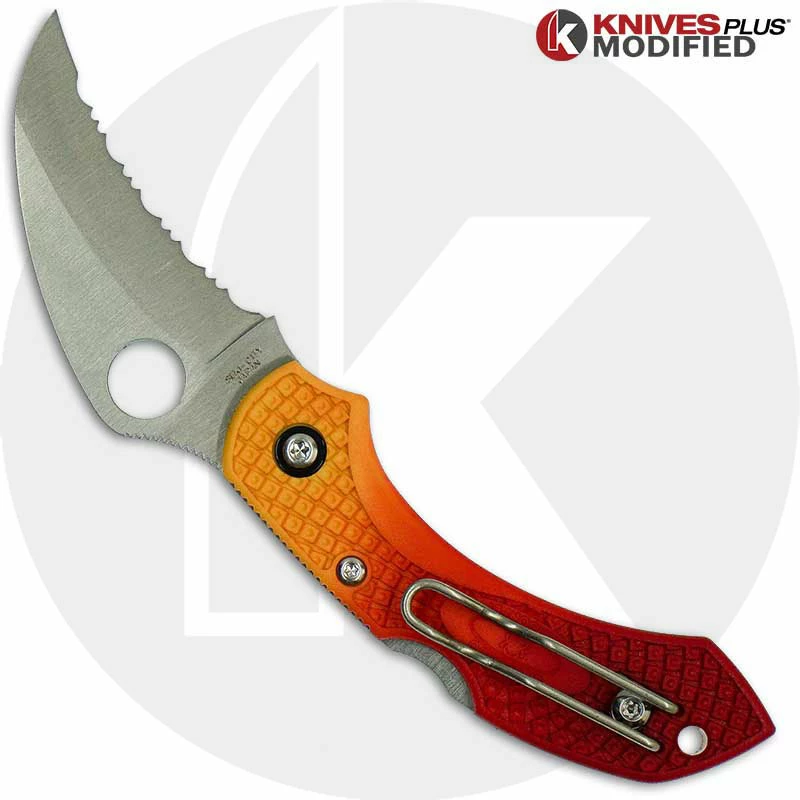 MODIFIED Spyderco Dragonfly Salt Hawkbill - RED Fade Rit Dye Handle 4 MODIFIED Spyderco Dragonfly Salt Hawkbill - RED Fade Rit Dye Handle - Image 2