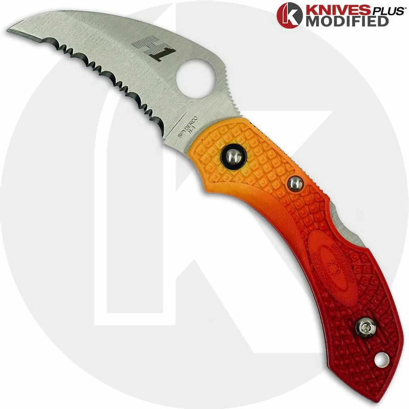 MODIFIED Spyderco Dragonfly Salt Hawkbill - RED Fade Rit Dye Handle 3 MODIFIED Spyderco Dragonfly Salt Hawkbill - RED Fade Rit Dye Handle