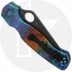 MODIFIED Spyderco Paramiliary 2 Knife - Black DLC - AWT Custom Anodized Scales - Blue Titanium Hardware -Cheap Case Knives Store KP C81 AWT CUSTOM4 CLOSED BACK 2
