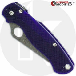 MODIFIED Spyderco Para Military 2 - S110V - Acid Stonewash - Blue G10 -Cheap Case Knives Store KP C81GPDBL2 CLOSED FRONT LOGO
