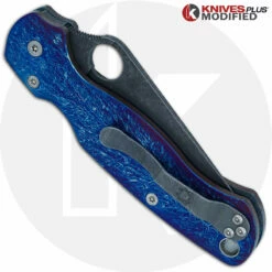 MODIFIED Spyderco Para Military 2 Knife With Acid Stonewash + KP Titanium Scales MAYHEM FINISH -Cheap Case Knives Store KP C85 5 CLOSED BACK 1