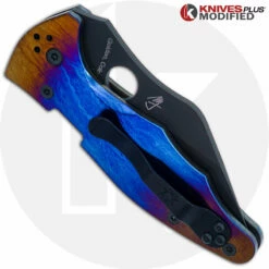 MODIFIED Spyderco Yojimbo 2 Black DLC Knife + KP Titanium Super Nova Scales -Cheap Case Knives Store KP C85GP2 10 CLOSED BACK