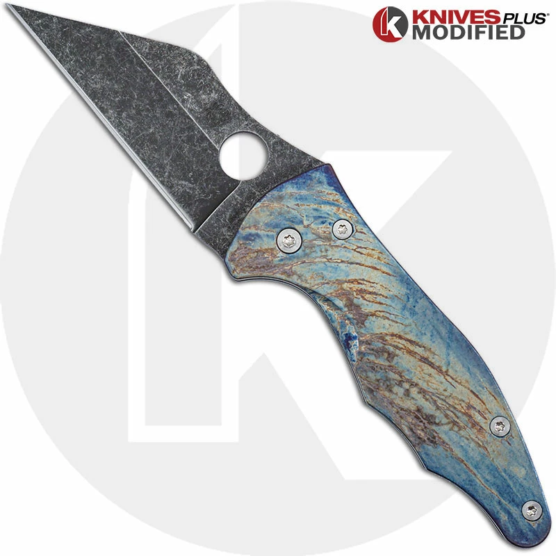 MODIFIED Spyderco Yojimbo 2 Knife With Acid Stonewash & Titanium Flytanium Scales - MAYHEM FINISH 5 MODIFIED Spyderco Yojimbo 2 Knife With Acid Stonewash & Titanium Flytanium Scales - MAYHEM FINISH - Image 3
