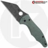 MODIFIED Spyderco Yojimbo 2 Knife With Acid Stonewash Blade + KP OD Green Micarta Scales + KP All Black Hardware -Cheap Case Knives Store KP C85GP2 5 OPEN FRONT 2
