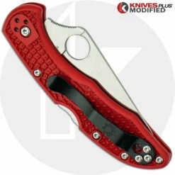 MODIFIED Spyderco Delica 4 - The Red Dragon - Satin - Rit Dyed Handle -Cheap Case Knives Store KP DELICA41 NEW NEW CLOSED BACK LOGO