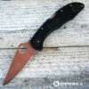 MODIFIED Spyderco Delica 4 - Copper Wash - Heat Color Hardware - Black Handle -Cheap Case Knives Store KP DELICA42 OPEN FRONT