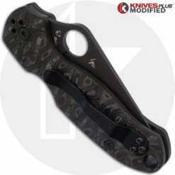 MODIFIED Spyderco Para 3 Black DLC Knife + KP Damascus Pattern Carbon Fiber Scales 10 MODIFIED Spyderco Para 3 Black DLC Knife + KP Damascus Pattern Carbon Fiber Scales -Cheap Case Knives Store KP PARA3 10 BLACK CLOSED BACK LOGO