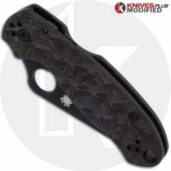 MODIFIED Spyderco Para 3 Black DLC Knife + KP Damascus Pattern Carbon Fiber Scales 9 MODIFIED Spyderco Para 3 Black DLC Knife + KP Damascus Pattern Carbon Fiber Scales -Cheap Case Knives Store KP PARA3 10 CLOSED FRONT LOGO