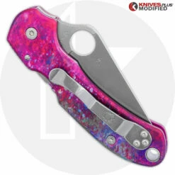 MODIFIED Spyderco Para 3 Knife + AWT Agent SKINNY Custom Anodized Scales -Cheap Case Knives Store KP PARA3 AWT CUSTOM2 CLOSED BACK