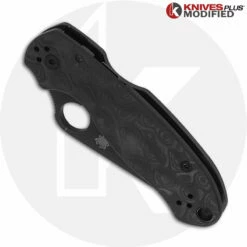 MODIFIED Spyderco Para 3 Black DLC Knife + KP Damascus Pattern Carbon Fiber Scales 12 MODIFIED Spyderco Para 3 Black DLC Knife + KP Damascus Pattern Carbon Fiber Scales -Cheap Case Knives Store KP PARA3 CFSCALEREDO CLOSED FRONT