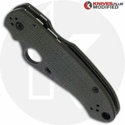 MODIFIED Spyderco Para 3 Knife With Acid Stonewash Blade + KP OD Green Micarta Scales + All Black Hardware 6 MODIFIED Spyderco Para 3 Knife With Acid Stonewash Blade + KP OD Green Micarta Scales + All Black Hardware -Cheap Case Knives Store KP PARA3 GREENACIDWASH CLOSED FRONT