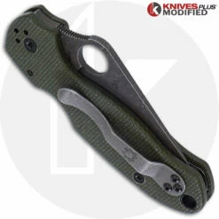 MODIFIED Spyderco Para 3 Knife With Acid Stonewash Blade + KP OD Green Micarta Scales + All Black Hardware 7 MODIFIED Spyderco Para 3 Knife With Acid Stonewash Blade + KP OD Green Micarta Scales + All Black Hardware -Cheap Case Knives Store KP PARA3 GREENACIDWASH CLOSEDBACK