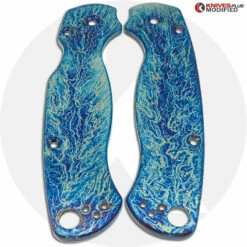 MODIFIED Spyderco Para Military 2 Knife With Acid Stonewash + KP Titanium Scales MAYHEM FINISH -Cheap Case Knives Store KP SCALE 26 9 20 21 1