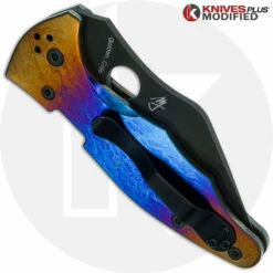 MODIFIED Spyderco Yojimbo 2 Black DLC Knife + KP Titanium Super Nova Scales -Cheap Case Knives Store KP SUPERNOVA YOJIMBO CLOSED BACK