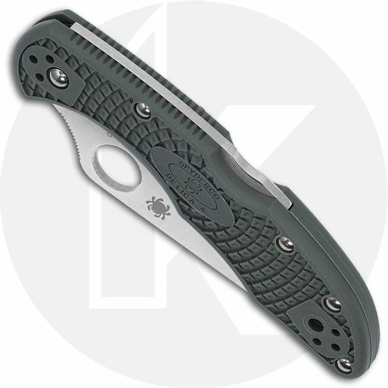 Spyderco Knives: Spyderco Delica 4 Knife, Part Serrated, Foliage Green, SP-C11PSFG 4 Spyderco Knives: Spyderco Delica 4 Knife, Part Serrated, Foliage Green, SP-C11PSFG - Image 2